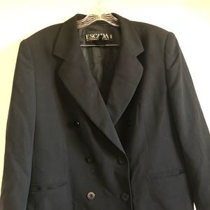 Escada Double Breasted Wool Black Blazer